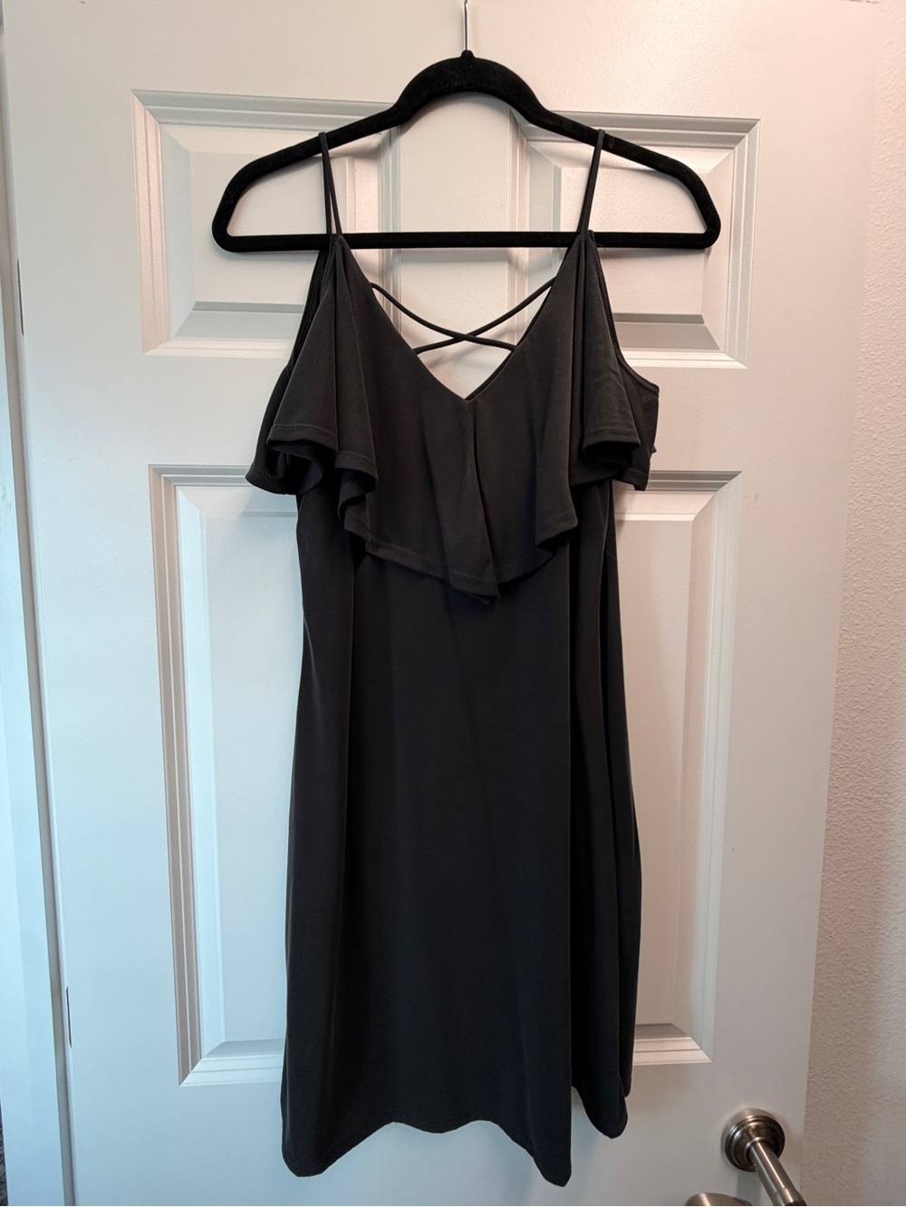 Aqua Navy spaghetti strap Ruffle Slip Dress
